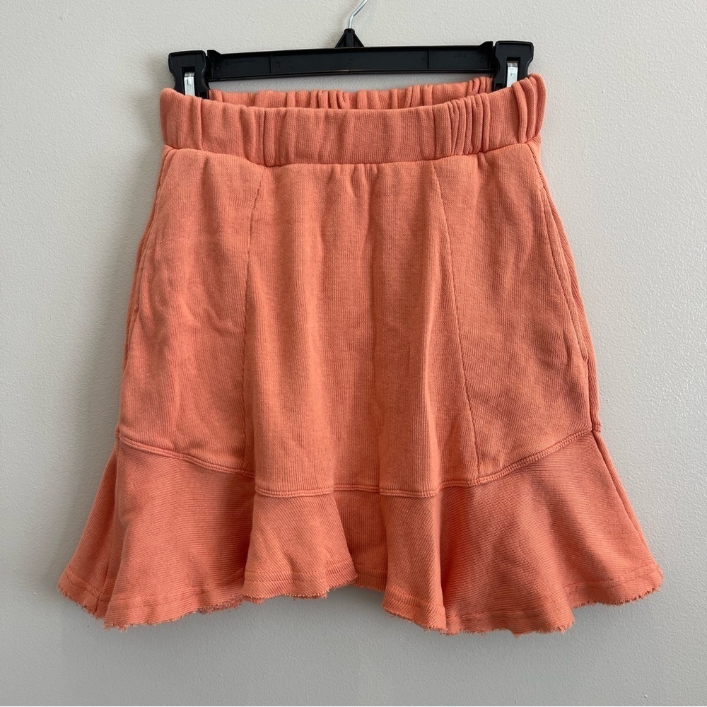 T: Free People Beach Skirt Women’s XS Beach Ruffle Pull-on Mini Orange Flared